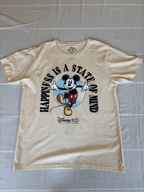 Disney Tops - Disney Cream‎ Mickey Mouse 'Happiness Is A State Of Mind' Kids Tee